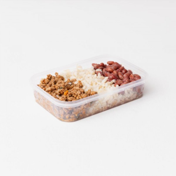 Marmita arroz e feijão vermelho com carne moída 250g