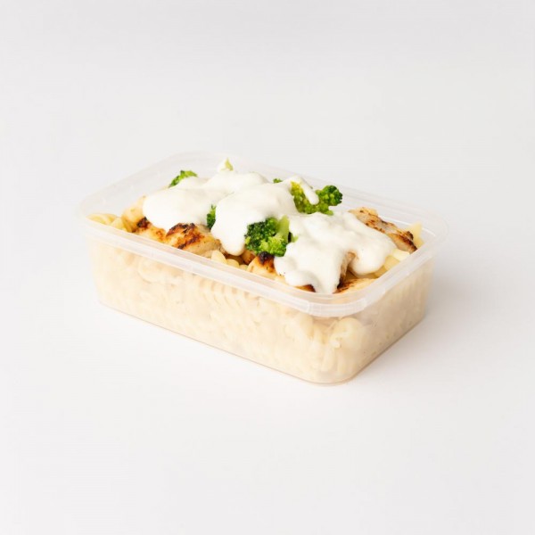 Marmita macarrão parafuso com frango ao molho branco e brócolis 350g