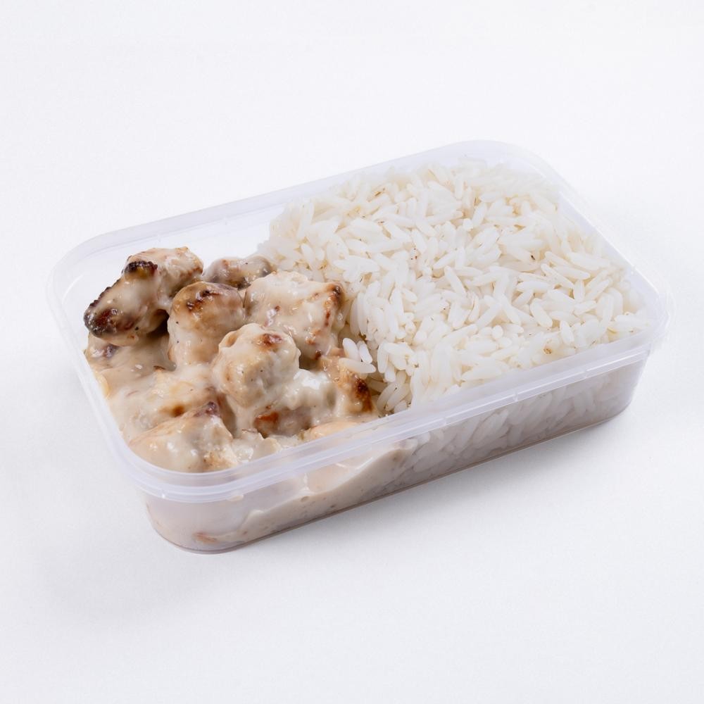 Marmita arroz com estrogonofe de frango 500g
