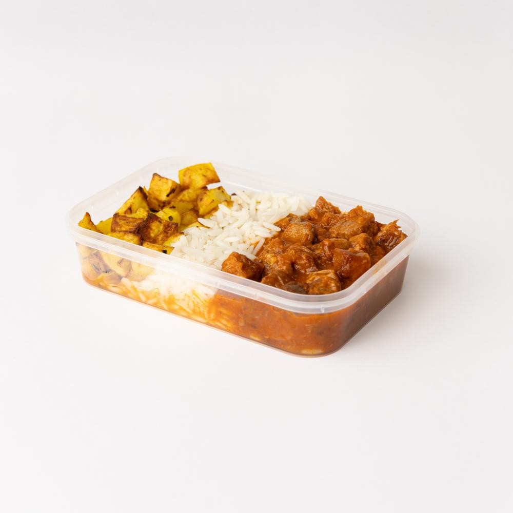 Marmita arroz e batatas rústicas com carne de panela 250g
