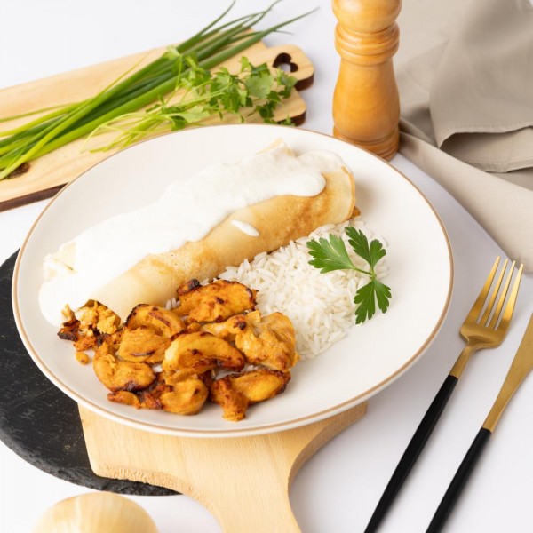 Marmita arroz com panqueca de frango ao molho branco 350g