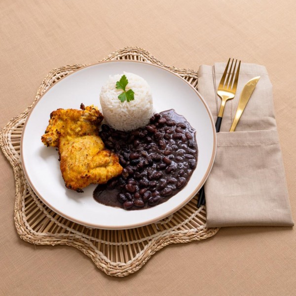 Marmita arroz e feijão com frango à milanesa 250g